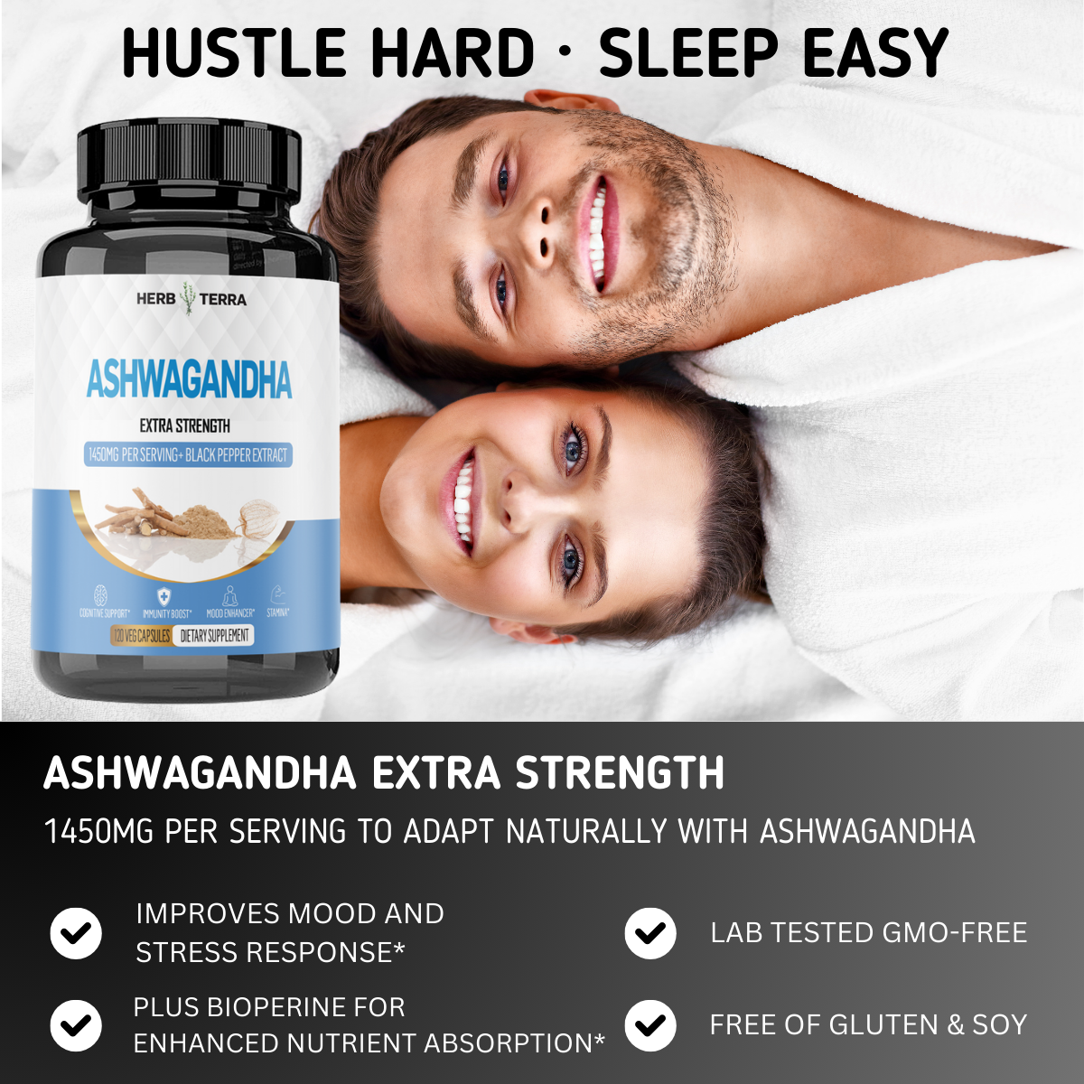 Ashwagandha Capsules 1450mg Stress & Anxiety Relief Herb Terra