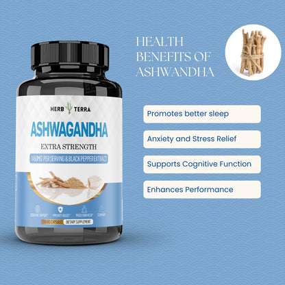 Ashwagandha Capsules 1450mg - Stress & Anxiety Relief