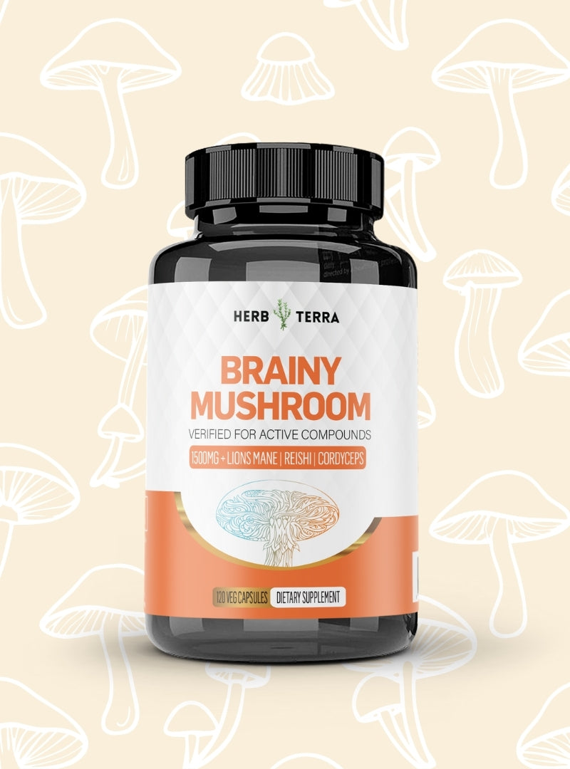 Brainy Mushroom | Reishi, Lion’s Mane, Cordyceps | 120 Capsules