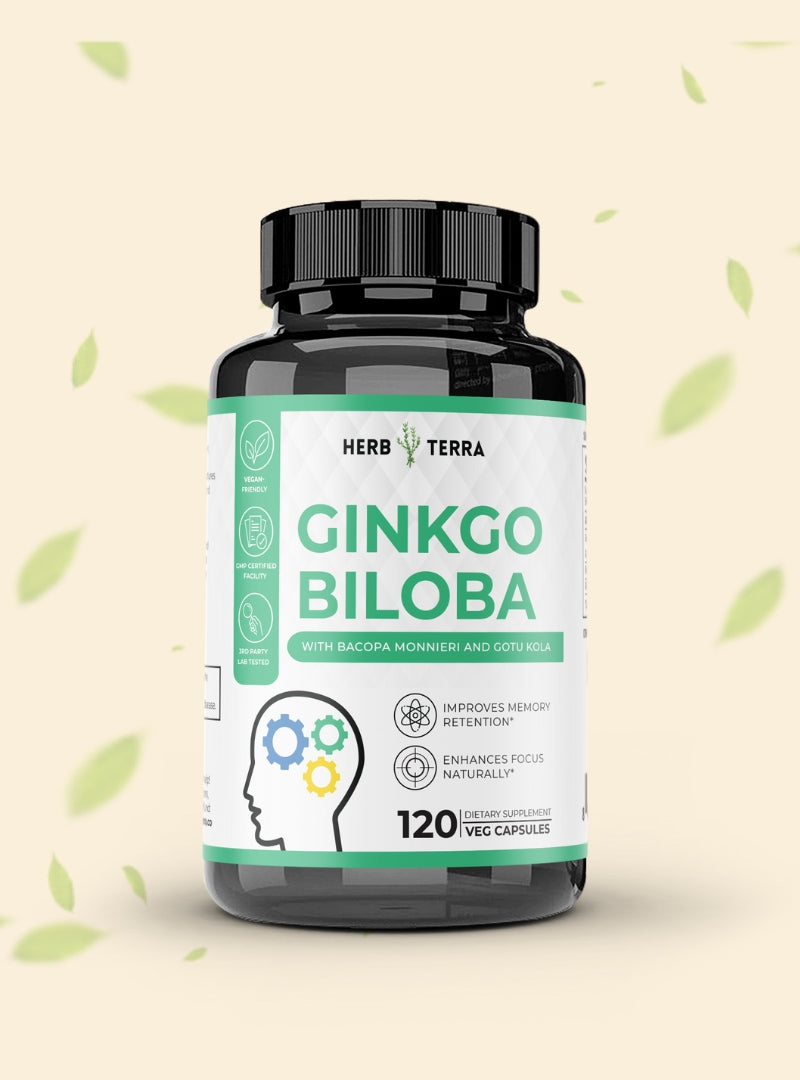 Ginkgo Biloba Brain - Memory Formula - 120 Vegan Capsules