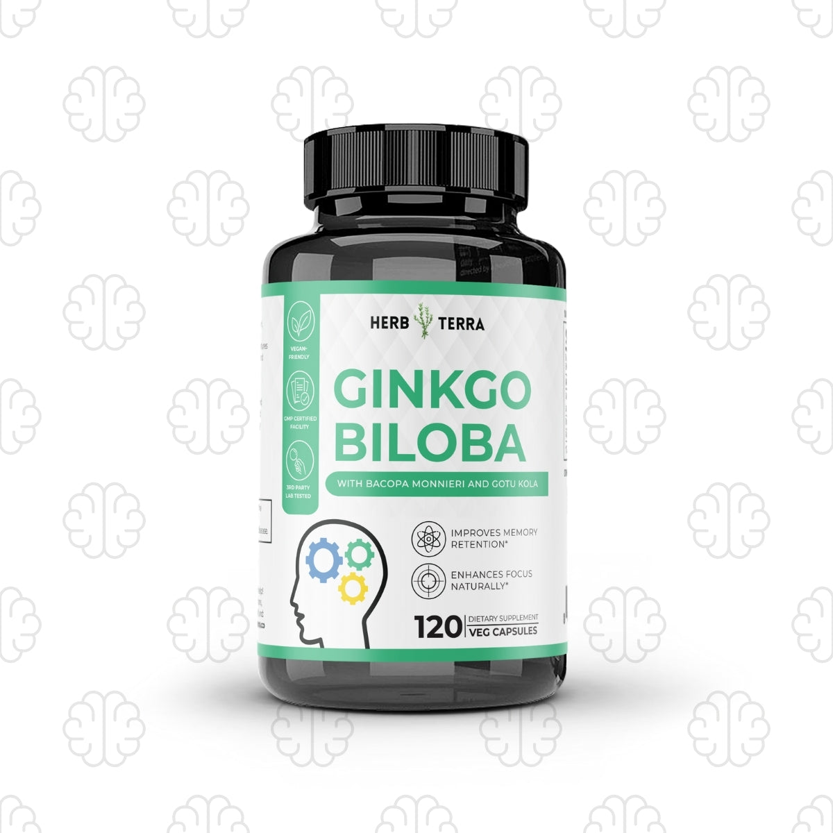 Ginkgo Biloba Brain - Memory Formula - 120 Vegan Capsules