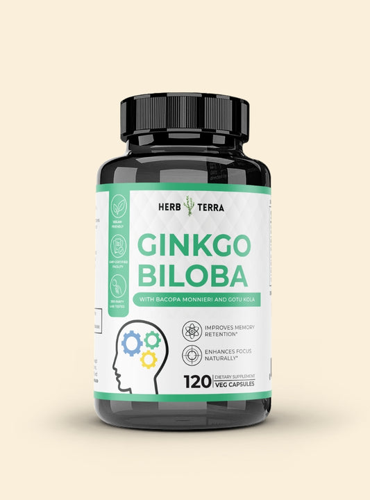 Ginkgo Biloba Brain - Memory Formula - 120 Vegan Capsules