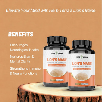 Lion’s Mane Mushroom Cognition | Brain Clarity | 120 Capsules