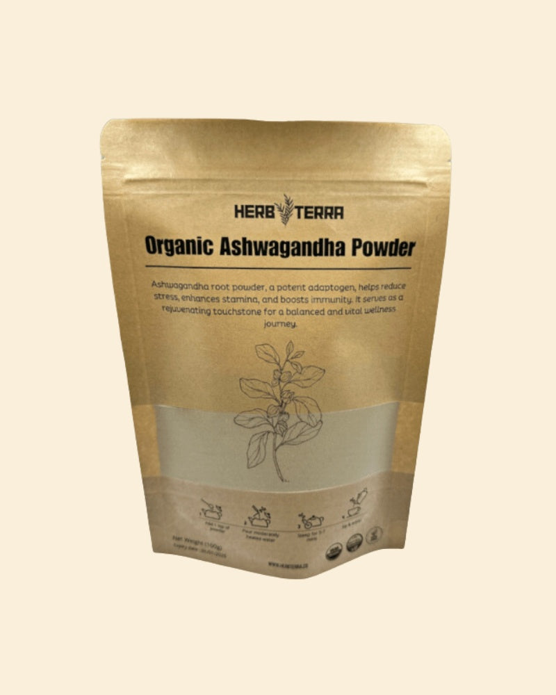 100% Organic Ashwagandha Powder- Withania Somnifera- USDA Certified Organic- 100g- Ayurvedic Herbal Supplement